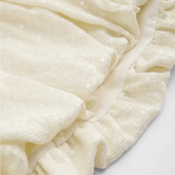 Cider Cream Sequin V-neck Solid Bubble Hem Mini Dress Size 0 NWT - Picture 3 of 7